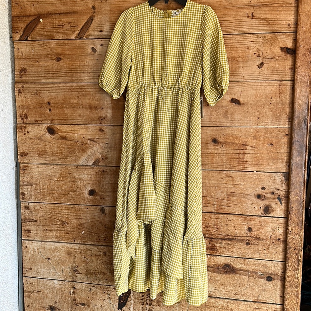 NWT Mia Joy Gabriella Dress Mustard Gingham